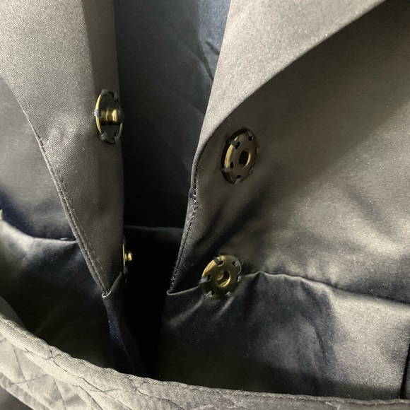 Dramatic navy satin coat - Picture 4 of 7